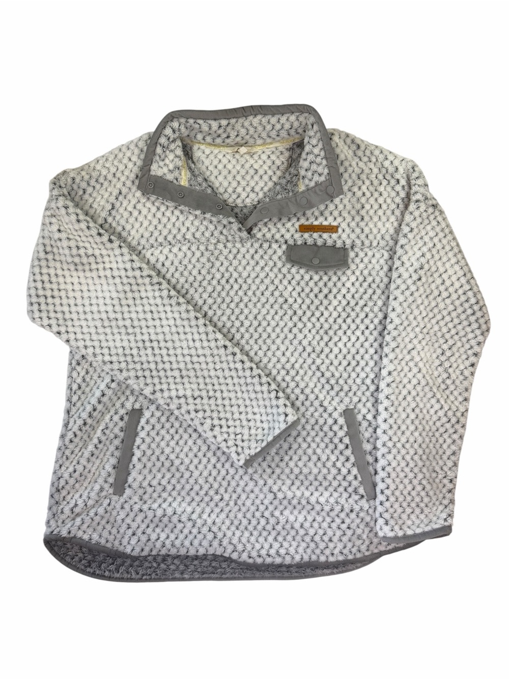 Simply Southern White and Gray Knit Pullover Sweatshirt